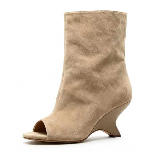 Ondine Peep-Toe Sculptural Wedge Boots