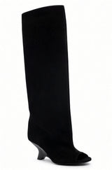 Isabeau Peep-Toe Knee-High Wedge Boots