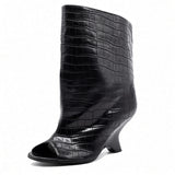 Ondine Peep-Toe Sculptural Wedge Boots