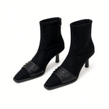 Sidonie Pleated Suede Ankle Boots  Square Toe
