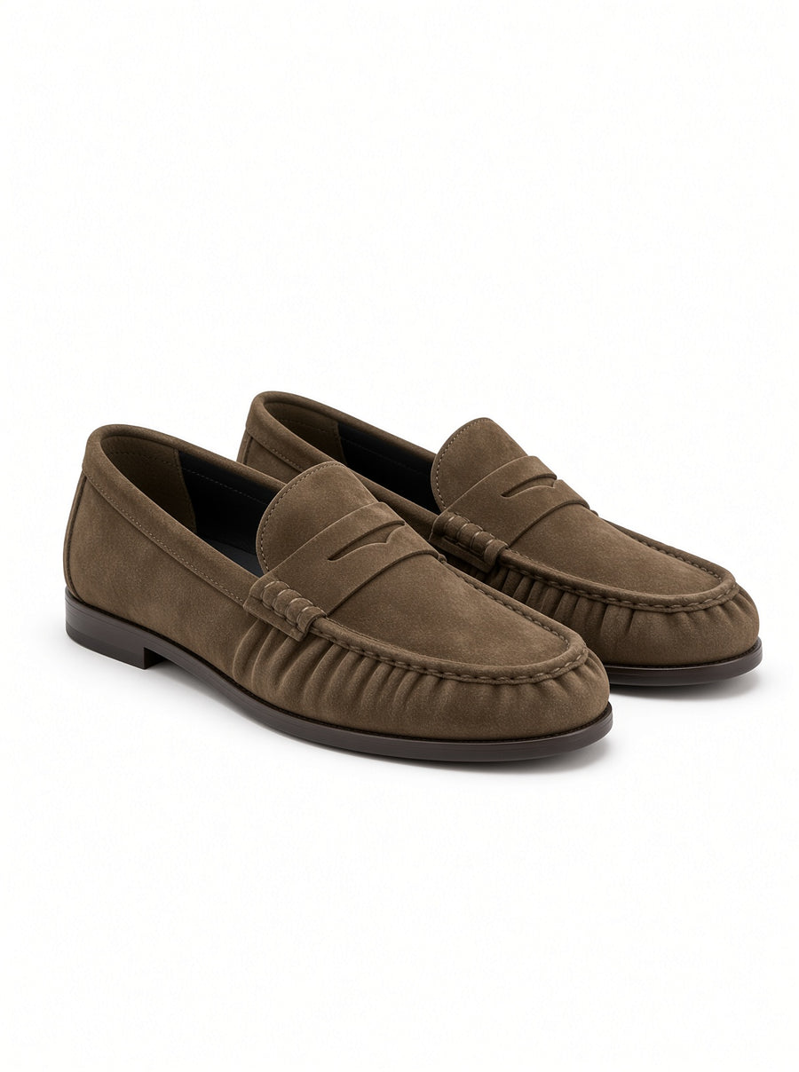 Juliette Suede Penny Loafers  Round Toe