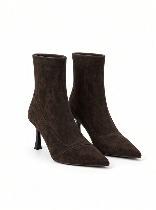 Perrine Suede Pointed-Toe Ankle Boots