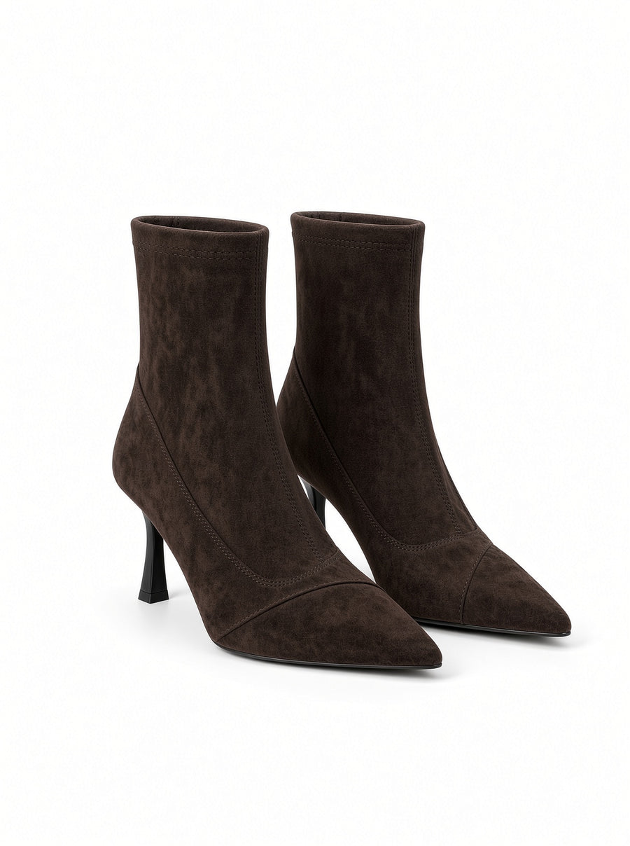 Perrine Suede Pointed-Toe Ankle Boots