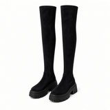 Brigitte Suede Platform Boots-Round Toe