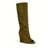Théodora Peep-Toe Knee-High Sculptural Boots