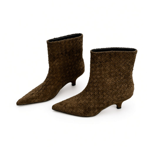 Beatrix Woven Suede Ankle Boots