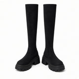 Brigitte Suede Platform Boots-Round Toe
