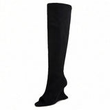 Théodora Peep-Toe Knee-High Sculptural Boots