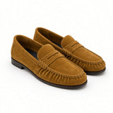 Juliette Suede Penny Loafers  Round Toe