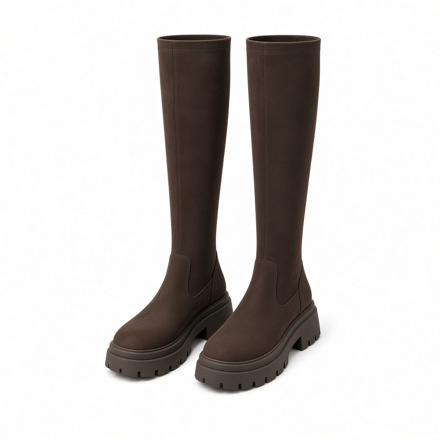 Brigitte Suede Platform Boots-Round Toe