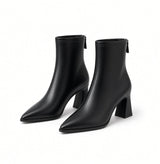 Elodie Pointed-Toe Ankle Boots-Block Heel