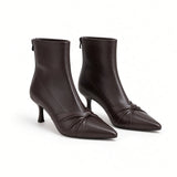 Simonne French-Style Ankle Boots  Pointed Toe- Knot Detail