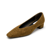 Adeline Woven Suede Square-Toe Flats