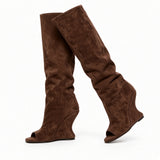 Théodora Peep-Toe Knee-High Sculptural Boots