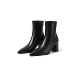 Adèle Pointed-Toe Ankle Boots  Block Heel