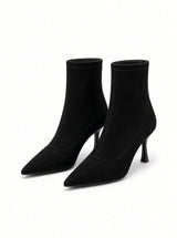 Perrine Suede Pointed-Toe Ankle Boots