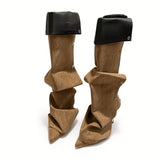Zaria Sculptural Patchwork Tall Boots