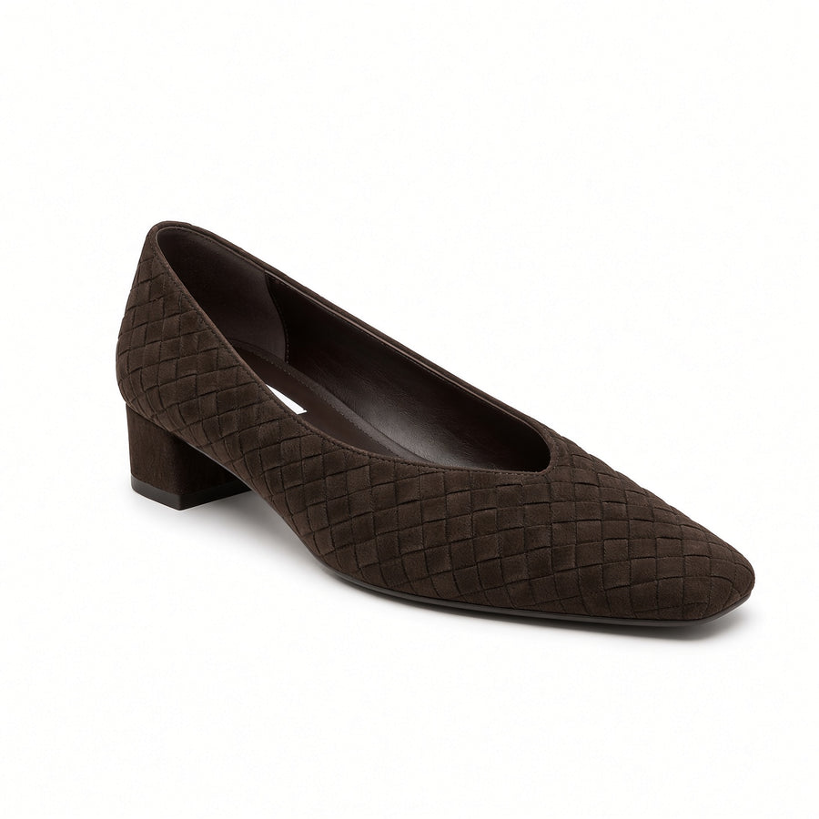 Adeline Woven Suede Square-Toe Flats