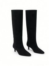 Valentina Kniehohe Stiefel aus Wildleder mit spitzer Zehenpartie