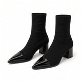 Cosette Two-Tone Suede Ankle Boots  Pointed Toe