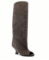 Isabeau Peep-Toe Knee-High Wedge Boots
