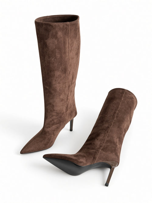 Odalys Suede Knee-High Boots  Pointed Toe