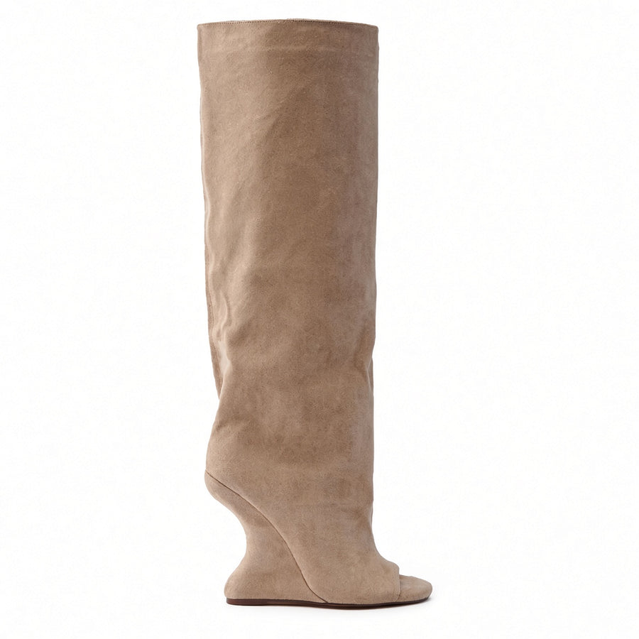 Théodora Peep-Toe Knee-High Sculptural Boots