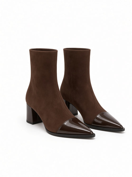 Cosette Two-Tone Suede Ankle Boots  Pointed Toe