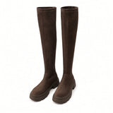 Brigitte Suede Platform Boots-Round Toe
