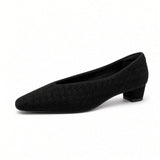Adeline Woven Suede Square-Toe Flats
