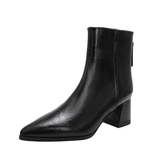 Roxane Cowhide Leather Ankle Boots  Pointed Toe