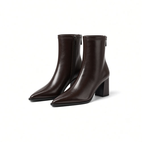 Adèle Pointed-Toe Ankle Boots  Block Heel