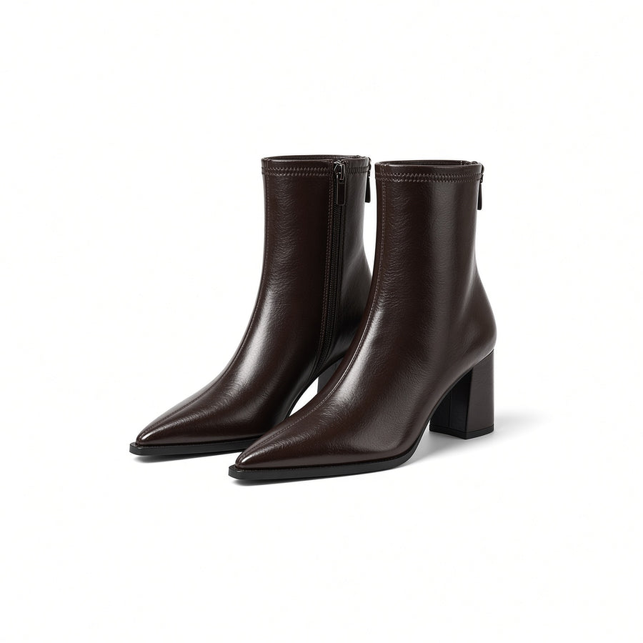 Adèle Pointed-Toe Ankle Boots  Block Heel